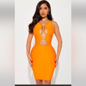 NWOT Fashion Nova Orange Bandage dress